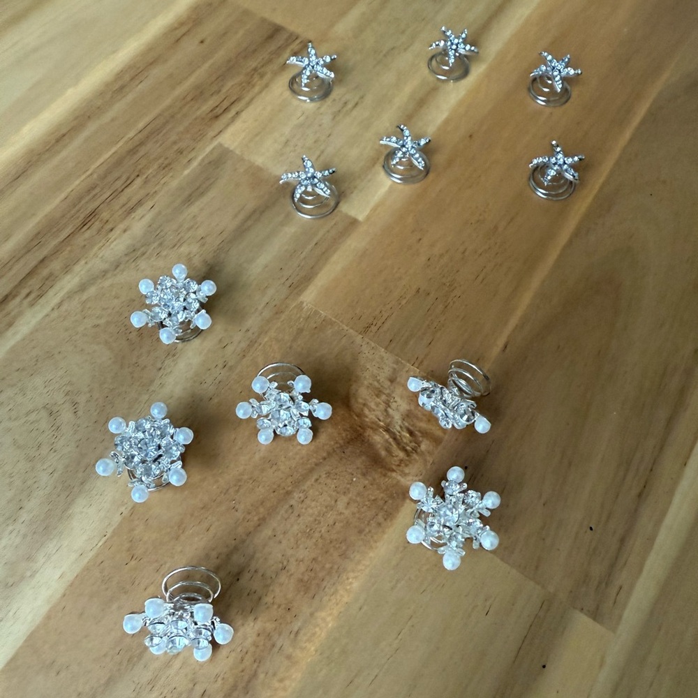 Two Sets of 6 Wedding Twist-in Hair Gems/Jewels